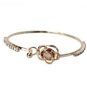 Alloy Rhinestone Camellia Bangle